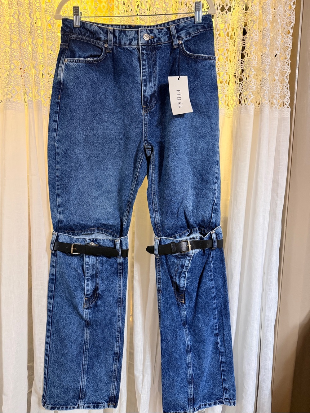Piral: Attached Denim Leg Warmer Jeans: Large: NWT